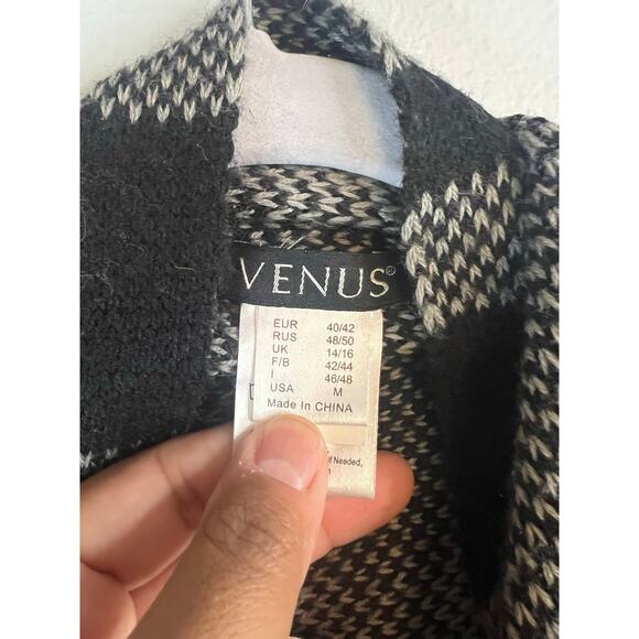 Venus Black and Gray Open Front Cardigan Size Medium - Picture 3 of 4